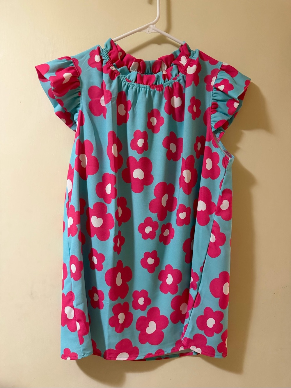 First Love Turquoise Top with Pink & White Floral Print